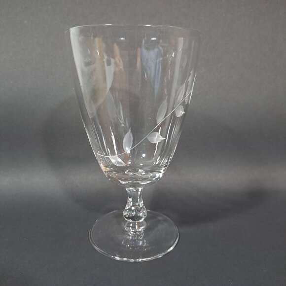 Romance Rose by Fine Arts Rose Floral Etched Stemmed Water Goblet Glass Iced Tea - Picture 8 of 11
